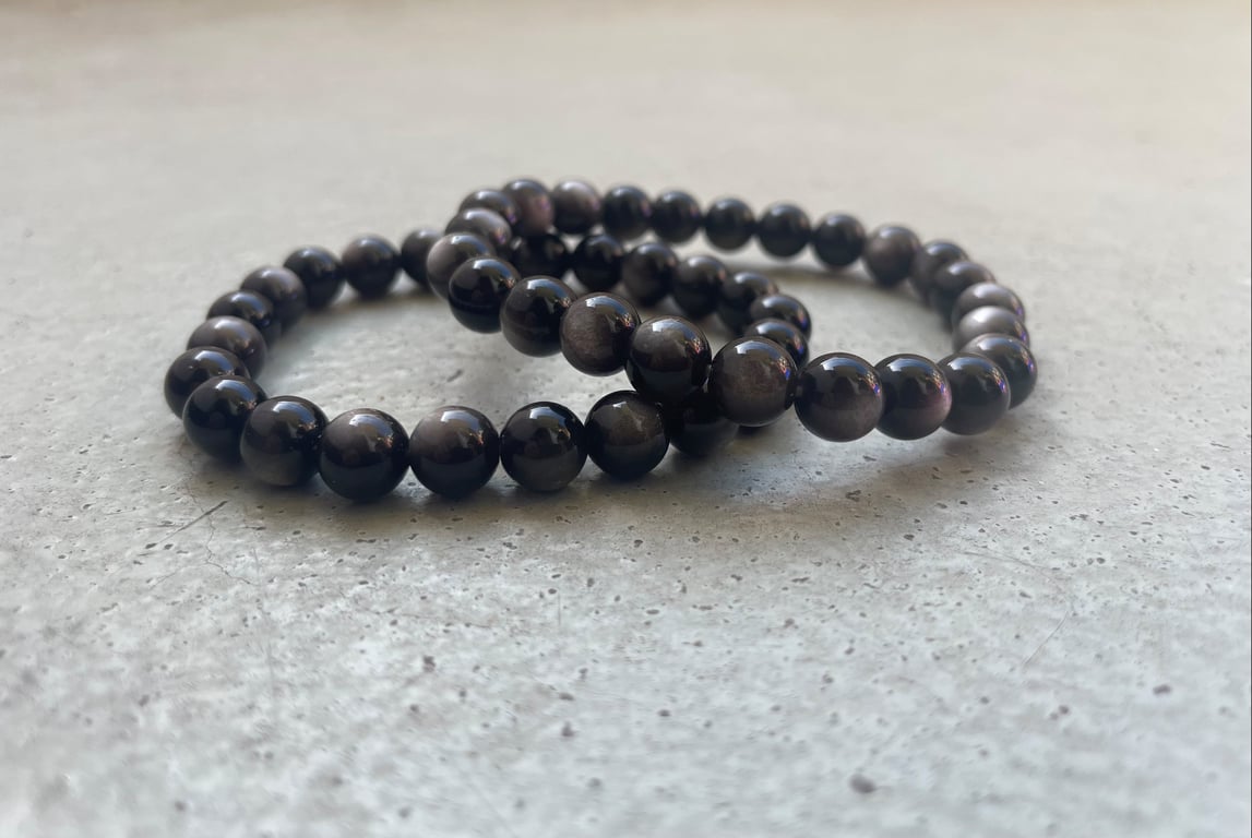 Sølv Obsidian Royal - Kvalitet AAAA billede 2