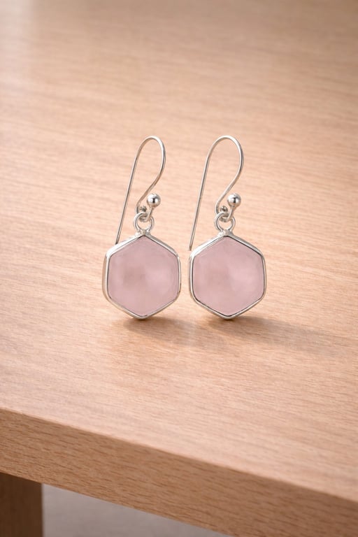 Facet øreringe  – Rosenkvarts