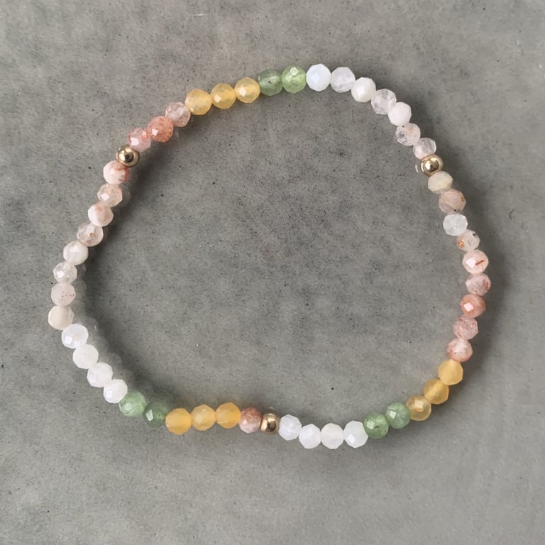 Solsten, månesten og jade armbånd 3mm