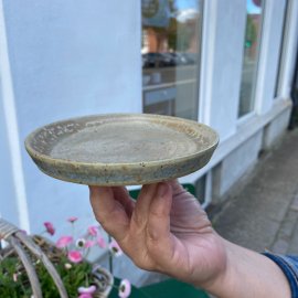 Hånddrejet keramik tallerken - lille billede 3