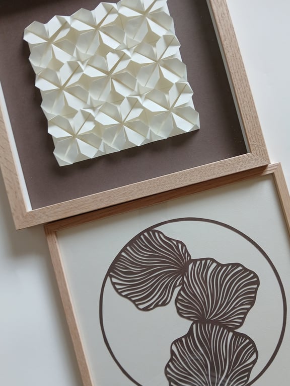 30x30cm papercut, støvet brun, indrammet (3)