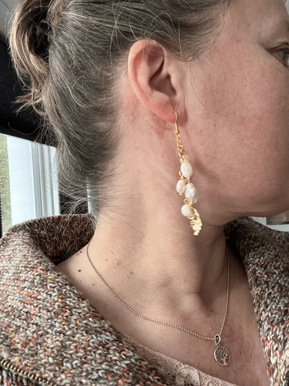 Lækre øreringe med ferskvandsperler billede 2