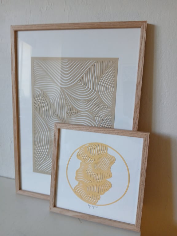 20x20cm papercut, banana, indrammet (3)