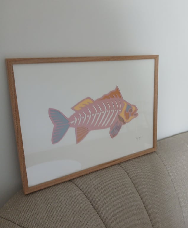 A3, indrammet papercut fisk billede 2