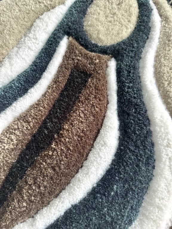 Tuftet gulvtæppe – Kone i Blå/Beige nuancer – 100 % blødt akryl (45x80 cm) billede 3