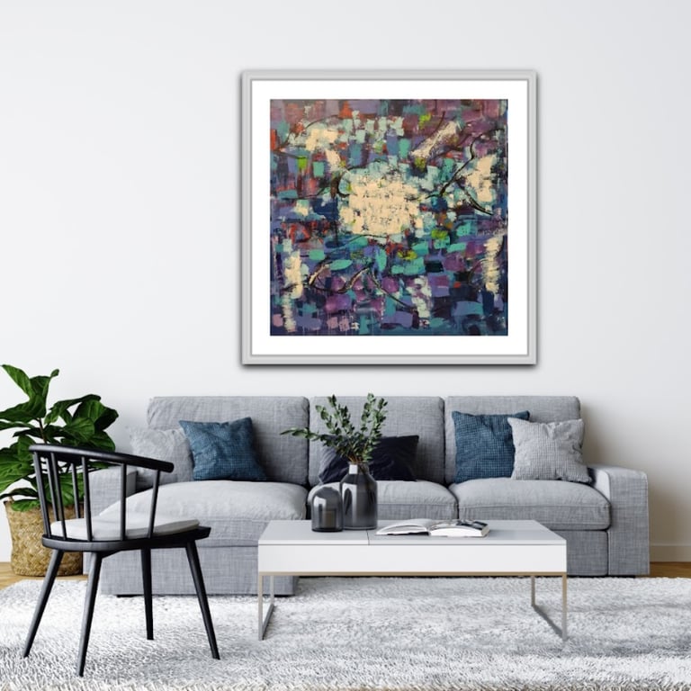 # 1157 Unikt kunstværk 120 X 120 cm SOLD billede 3