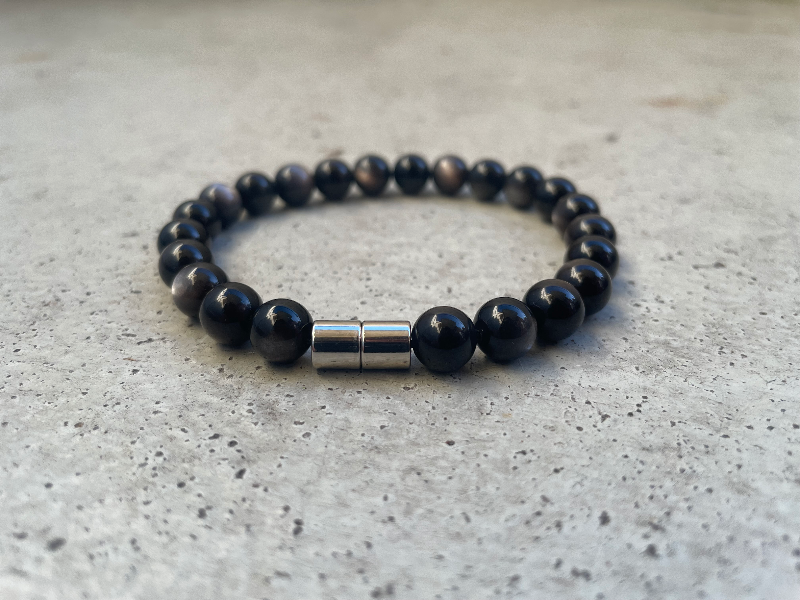 Sølv Obsidian Royal med magnetlås - Kvalitet AAAA