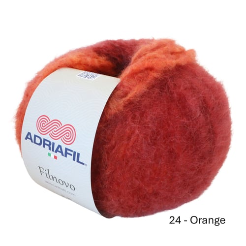 Orange rødt og rødligt garnnøgle fra Adriafil Filnovo. (1)