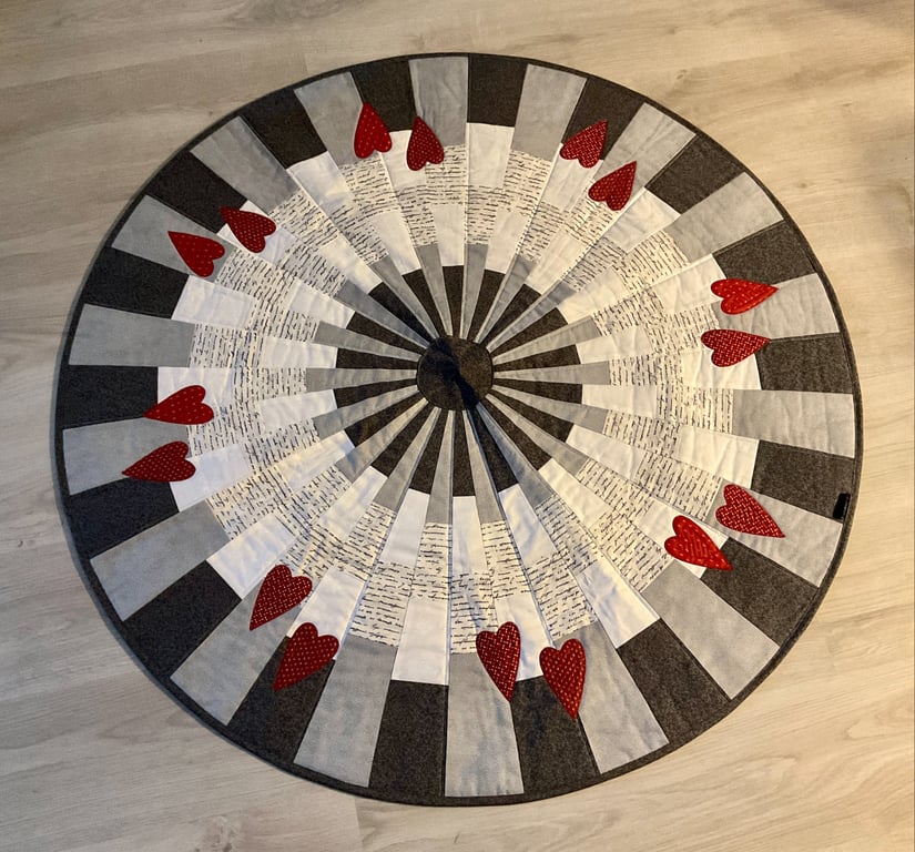 Juletræstæppe med hjerter - patchwork billede 4