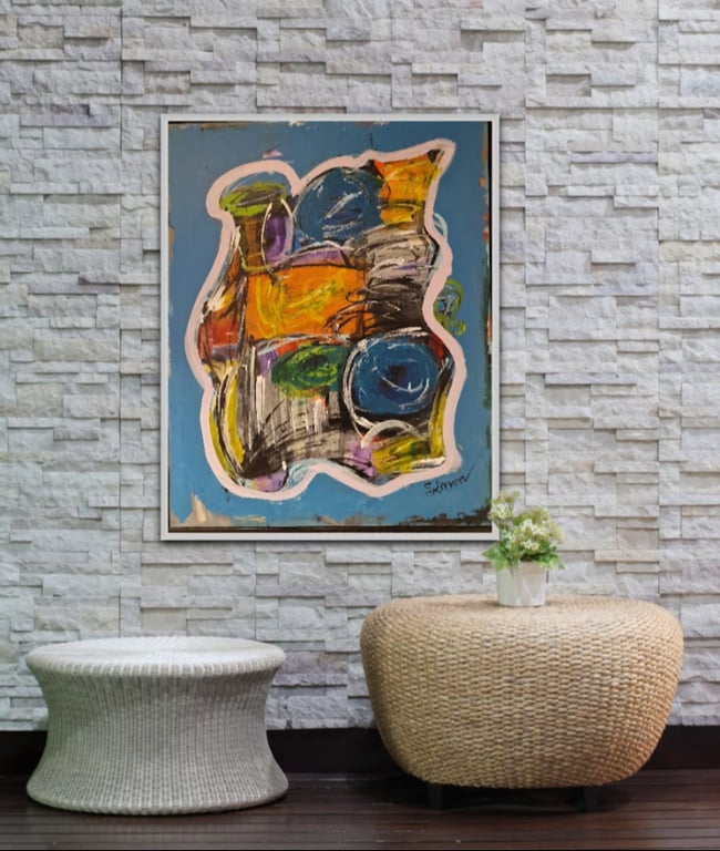 #1166 Maleri 80X100 cm M/sort ramme