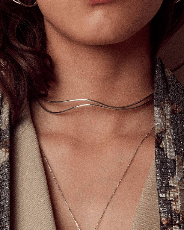 Ocean Waves choker i sølv billede 3
