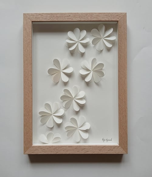 A4 3D papirværk, hvid, indrammet