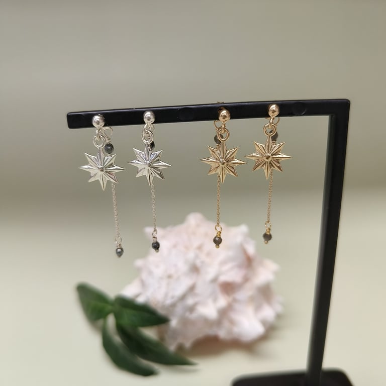 Julestjerne øreringe med lås med vedhæng