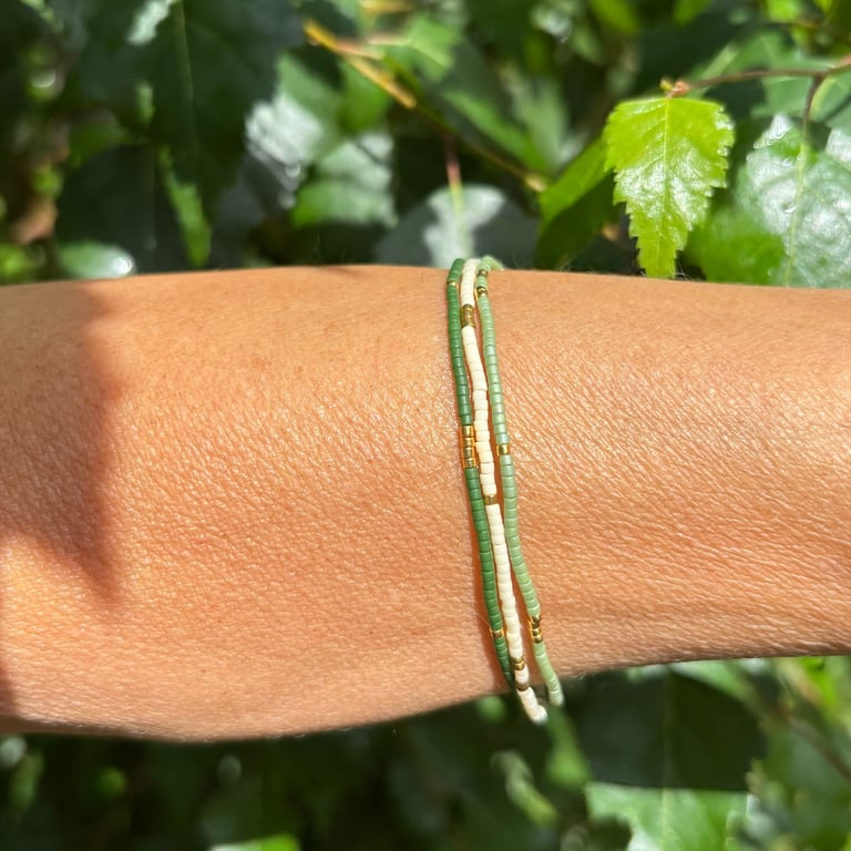 GRØN &amp; CREME MIX 3 ARMBÅND billede 3