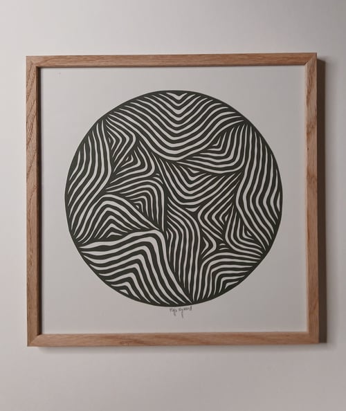 30x30cm papercut, skovgrøn, indrammet 
