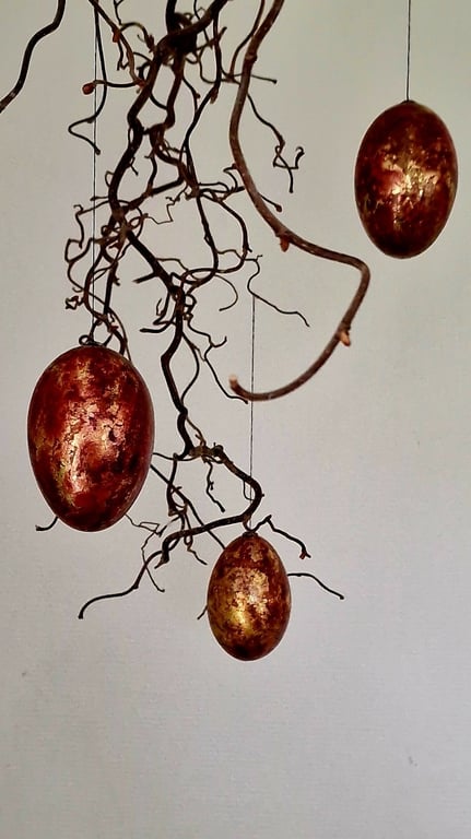 Gåseægs ophæng orange/rød billede 2