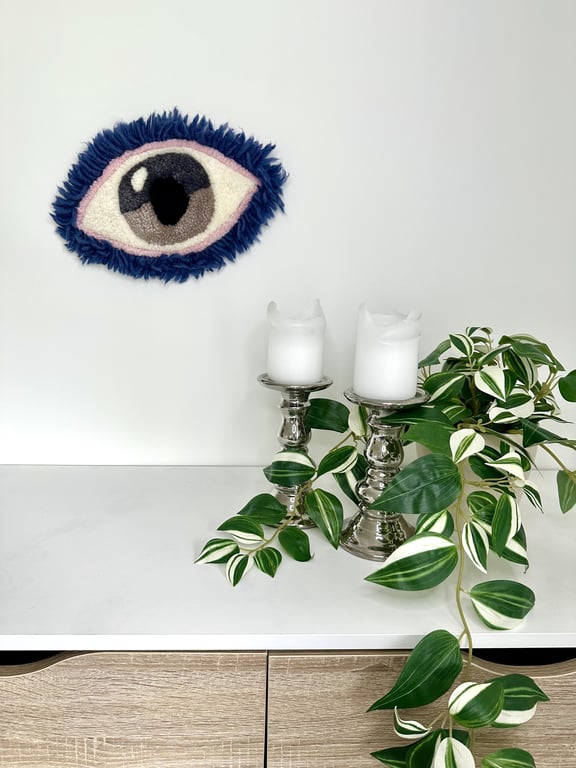 Tuftet øje som vægophæng – håndlavet i 100% uld  billede 2