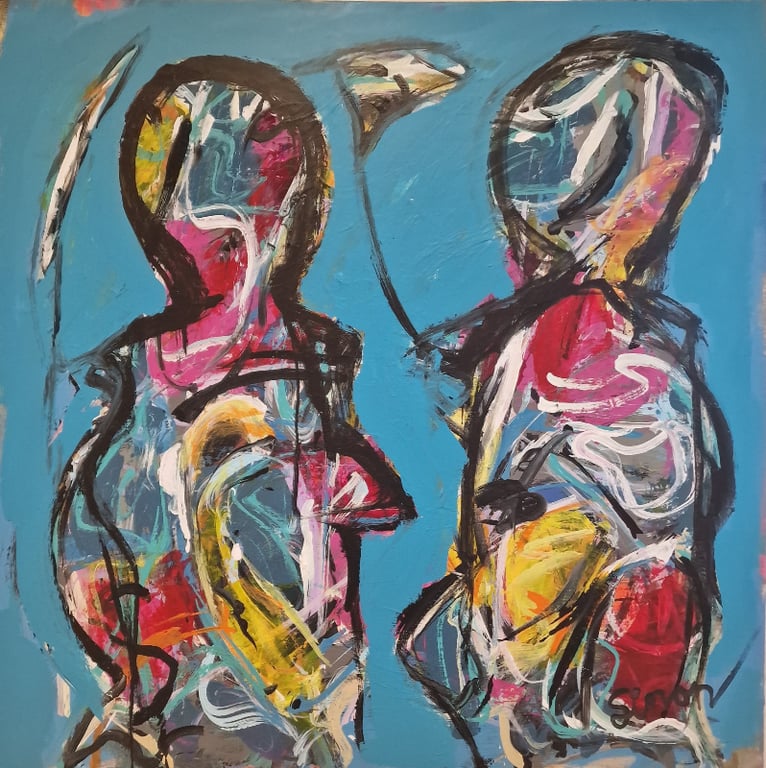 #1131 kunstmaleri 100X100 cm  SOLD billede 2