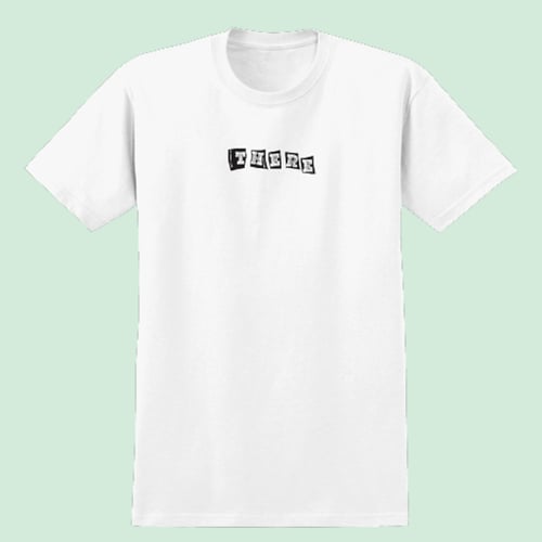 THERE Skateboards, T-shirt, White w. Black/Red Print (2)