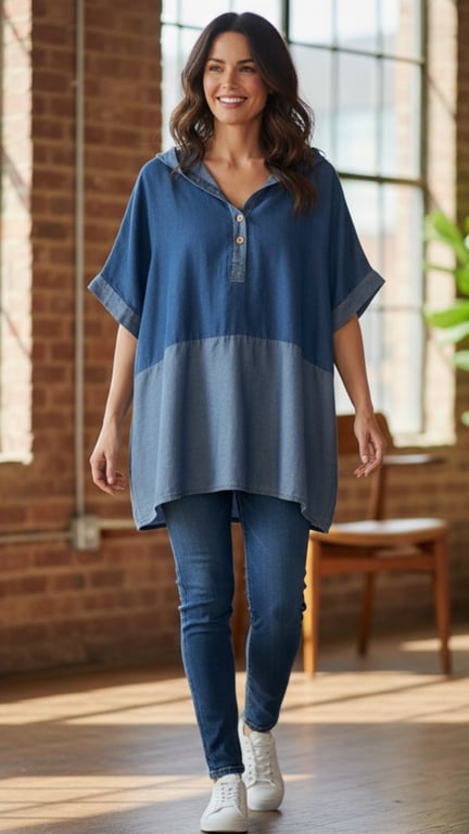 Mabel basic shirt. Denim blue. Onesize str. 36-46. (2)