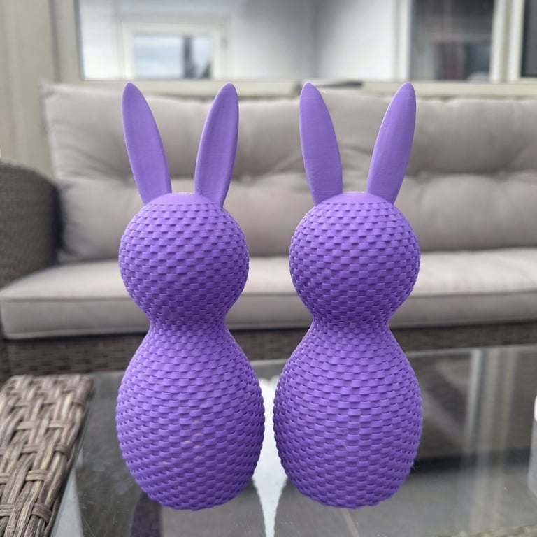Påskekaniner i flettet design - Sæt af 2 stk. billede 2