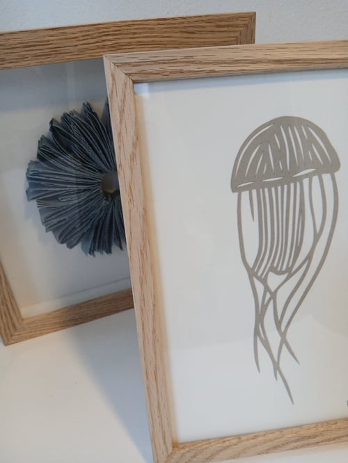 A5 gople nr 98, beigegrå, indrammet 