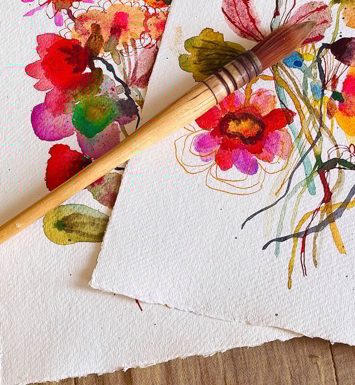 Sprudlende buket - original akvarel  billede 7