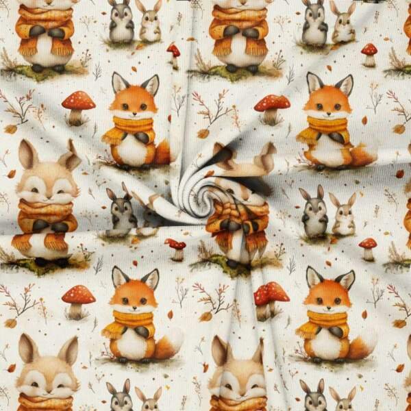 Rib jersey - søde ræve og kaniner