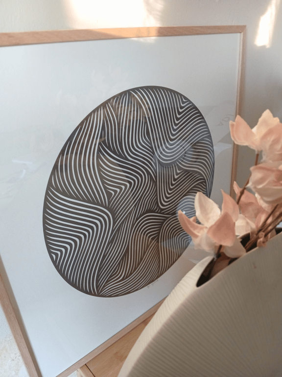 50x50cm papercut, gråbrun, indrammet  (3)