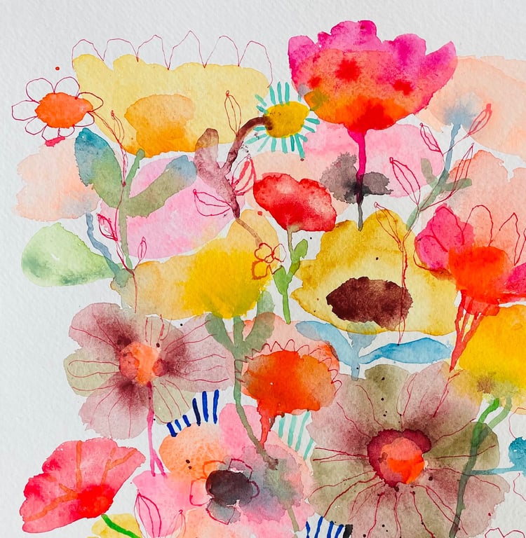 Orange rosa vase m. collage  billede 4