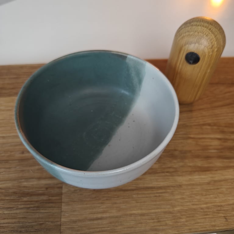 Grøn/hvid skål billede 3