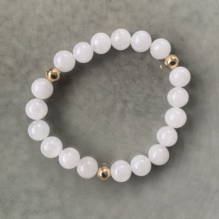 Hvid jade armbånd 8mm