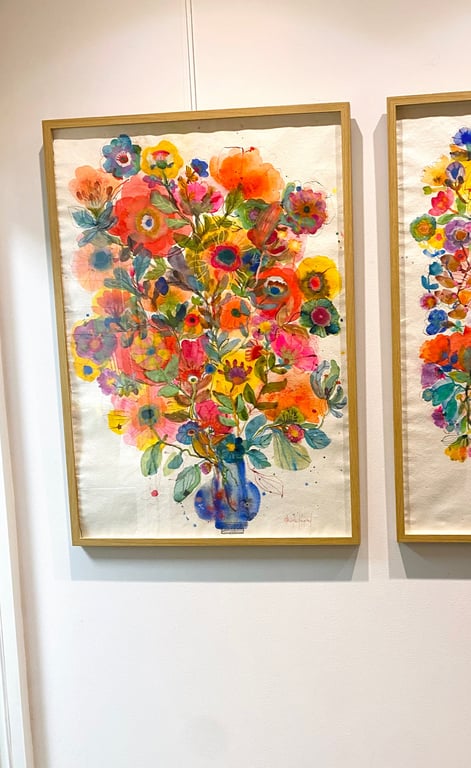 Thea - Blå kæmpe vase - original akvarel  billede 3