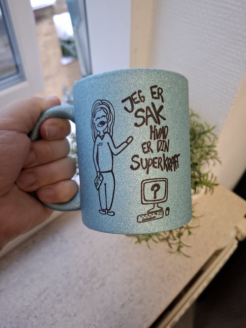 Krus: Jeg er SAK, hvad er din superkraft Lys blå Glimmer