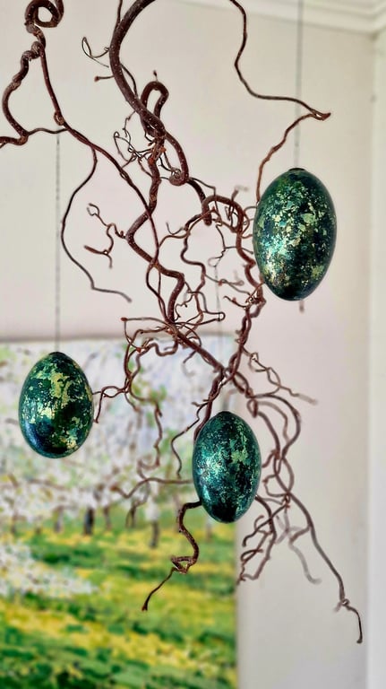 Gåseægs ophæng blå/grønne billede 2