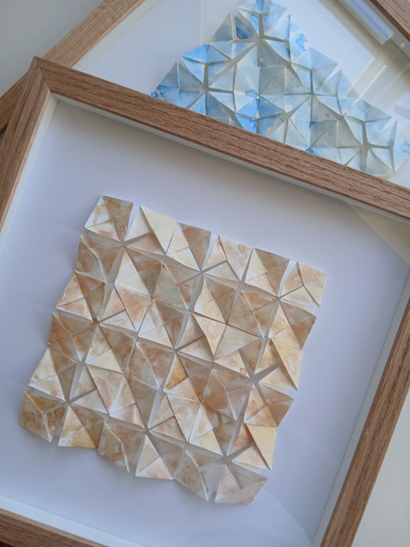 30x30cm unika akvarel, foldet papirværk. indrammet (5)