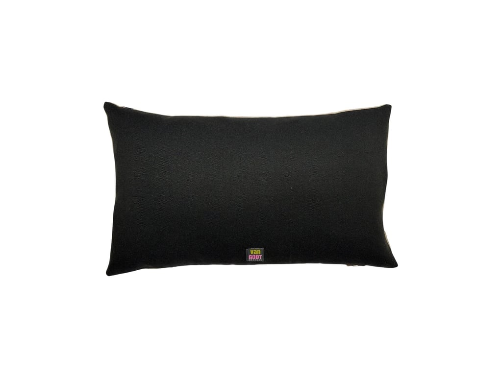 PUDE Sand og sort pude med mønster sorte spiraler  billede 3