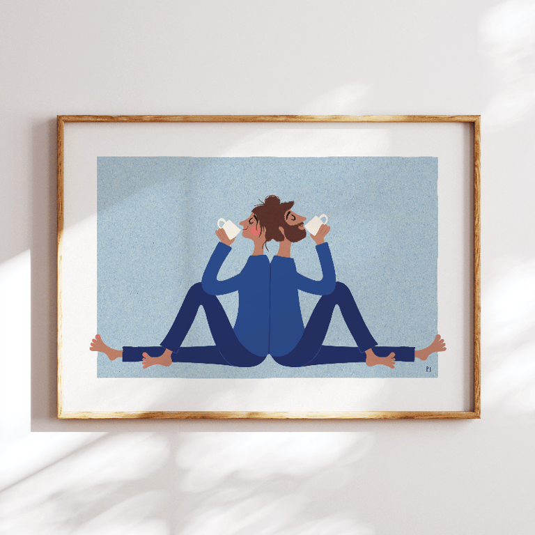 Kaffestund – blå – plakat  billede 3