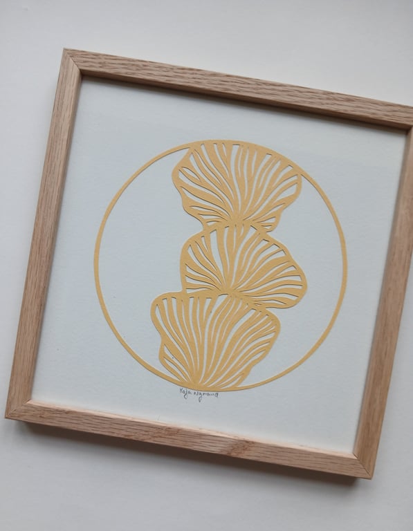 20x20cm papercut, banana, indrammet  (2)