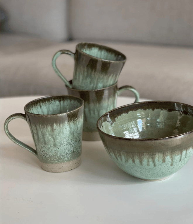 Krus m/hank, kobbergrøn/tenmoku