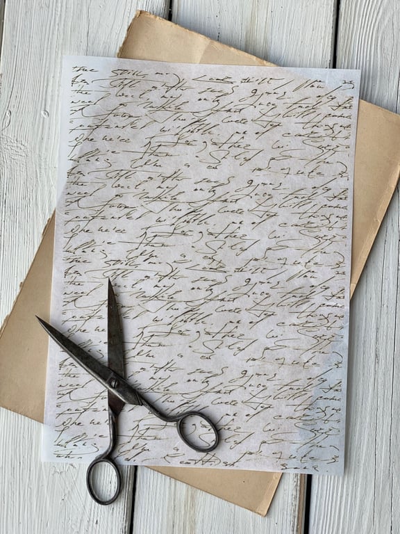 Decoupage papir - creme farvet vintage brev.