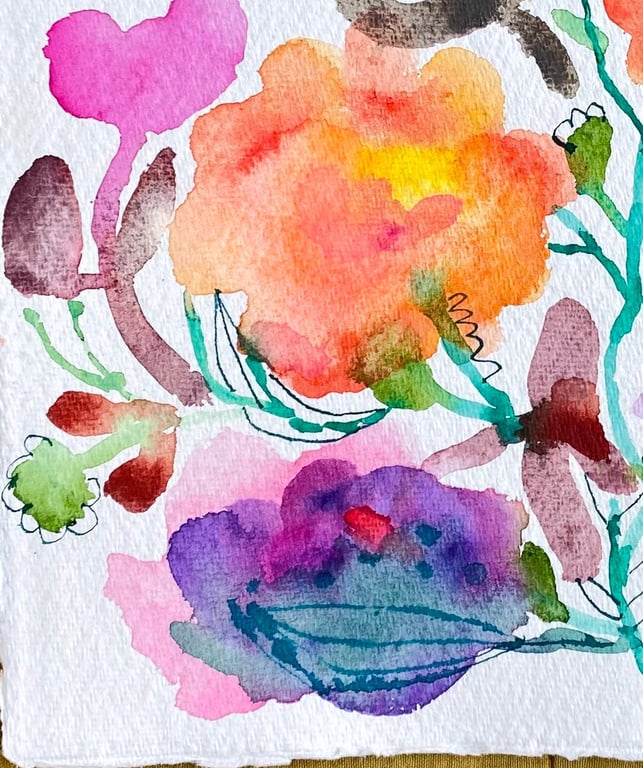 Orange lilla blomsterhav billede 3