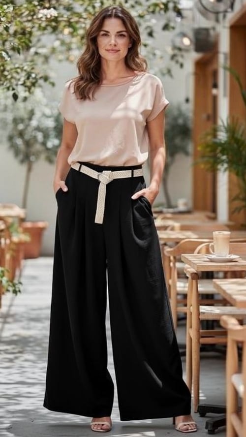 Iris viscose klassisk pants, Black. Onesize 36-42. (2)