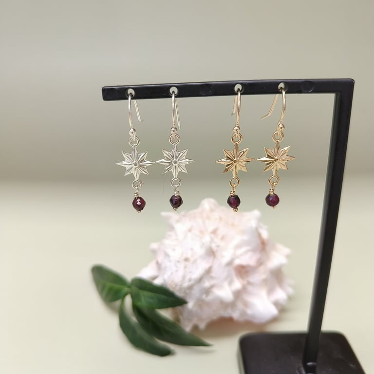 Julestjerne ørekroge med granat