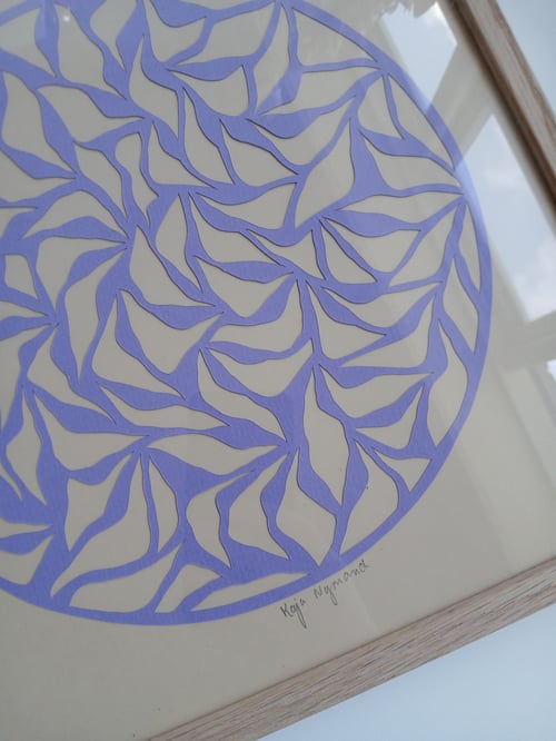 30x30cm papercut, lilla, indrammet (2)