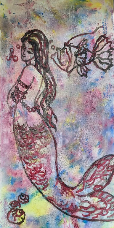 Havfrue - akryl på lærred - 50 x 100 cm 