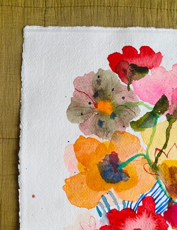 Blomsterhav med rødstribet collage #2 billede 2