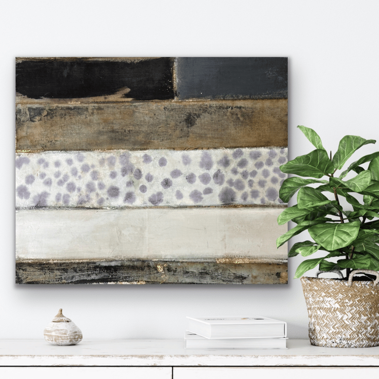 MALERI 45x55 FANTASIEN GÅR EN TUR PÅ MARKER MED MULD OG GULDSTØV I BÆKKEN