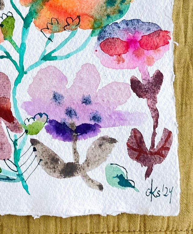 Orange lilla blomsterhav billede 4