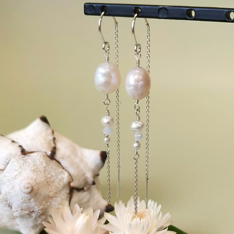 Guldlok øreringe - ferskvandsperler billede 2